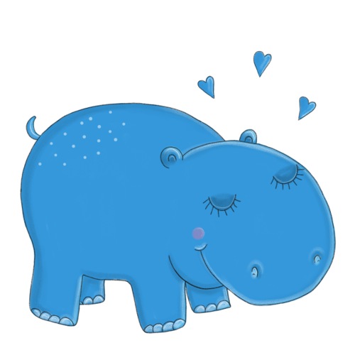 Kleines blaues Nilpferd - Sticker