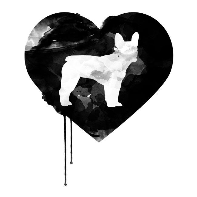 Französische Bulldogge Herz mit Silhouette