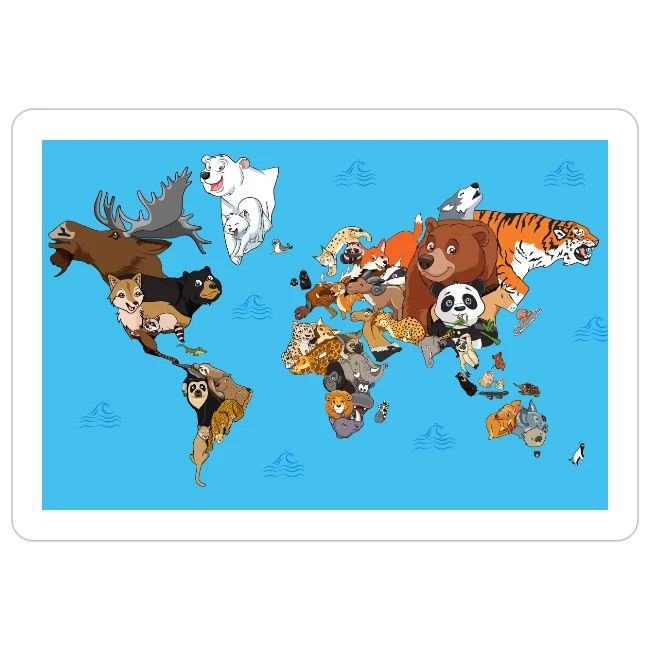 World map of animals