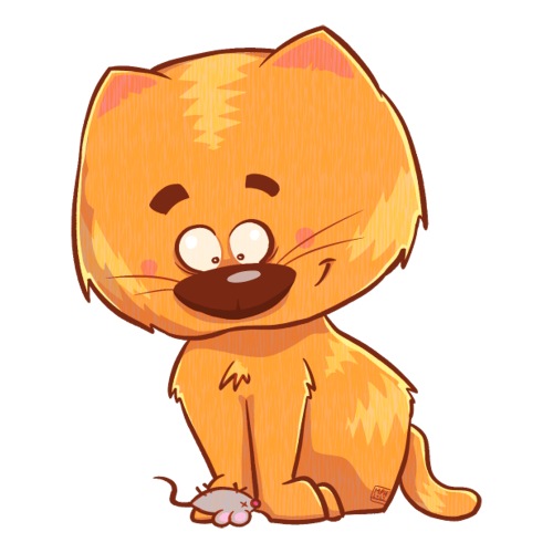 Kot, pomarańczowy i słodki - Naklejka