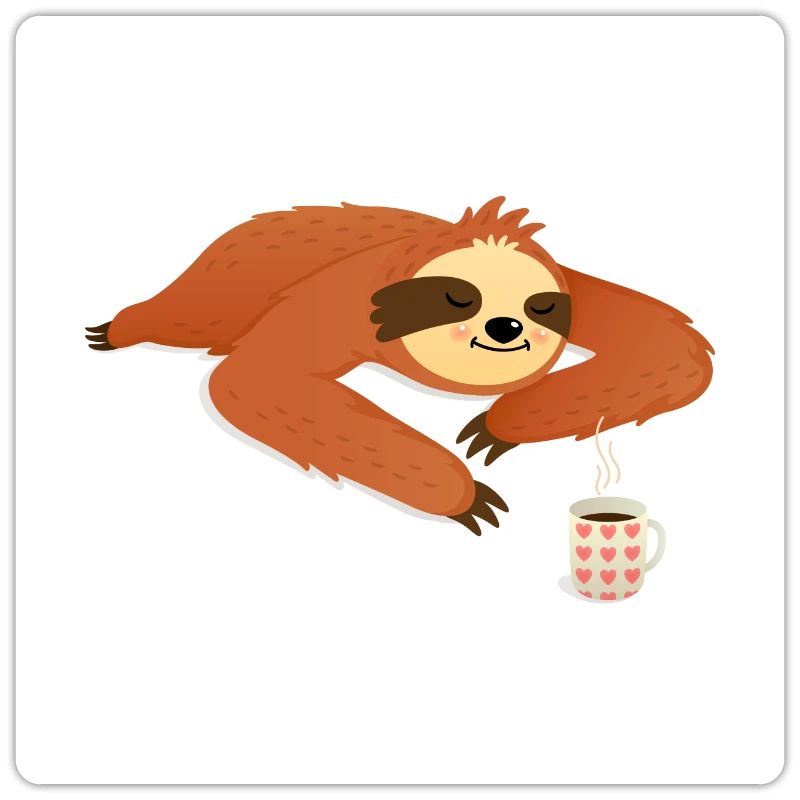 Sleeping Sloth With Coffee