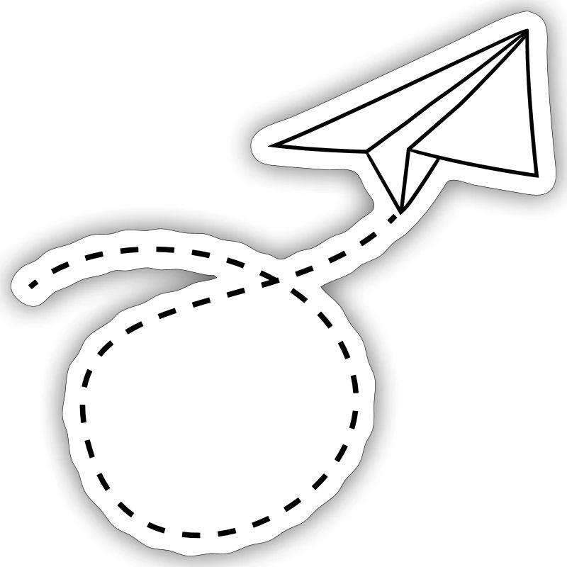 dashed line paper airplane folded toy airplane fly