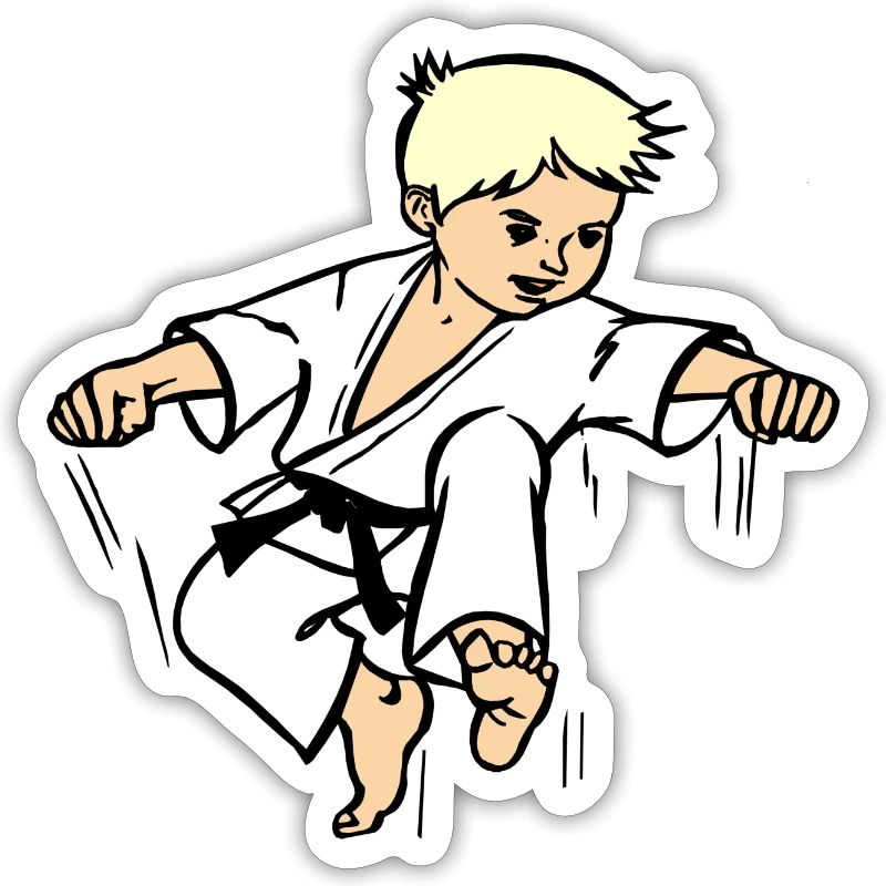 Karatekind oder Judokind mit schwarzem Gürtel