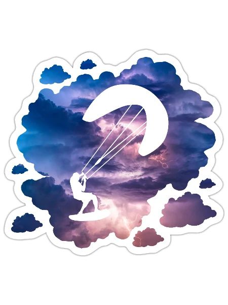 Cadeau d'aventure de kite surf à double exposition - Sticker taille S (10 x 10 cm) - blanc mat - Devant