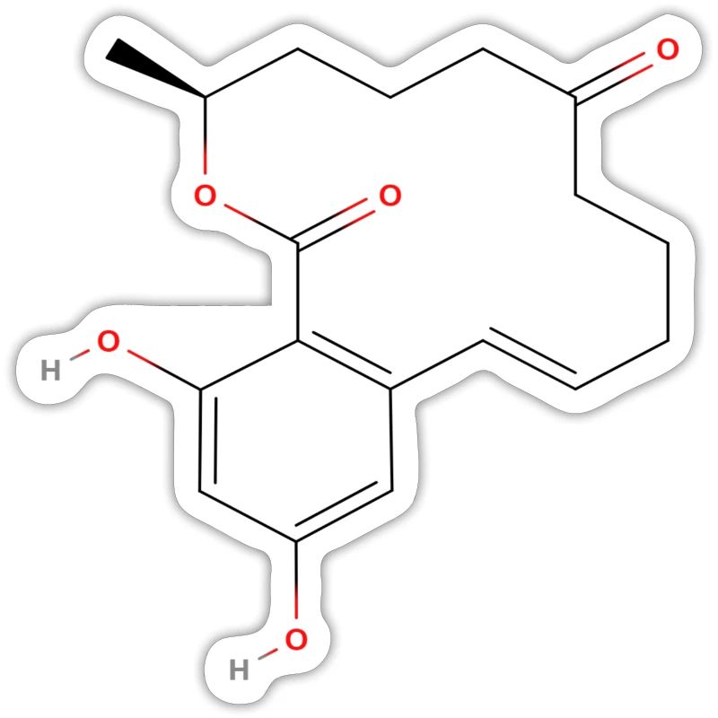 Zearalenone Molecule - Colored Structural Formula