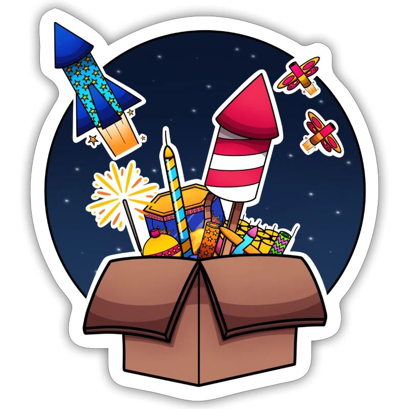 Colorful Fireworks In Box Exploding