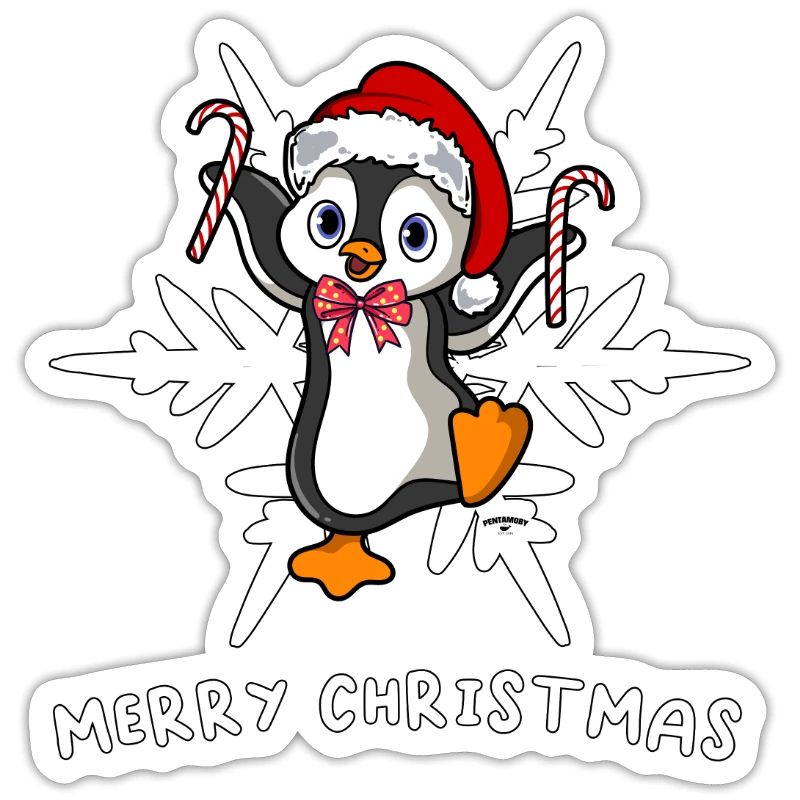 Doux pingouin de Noël avec flocon de glace