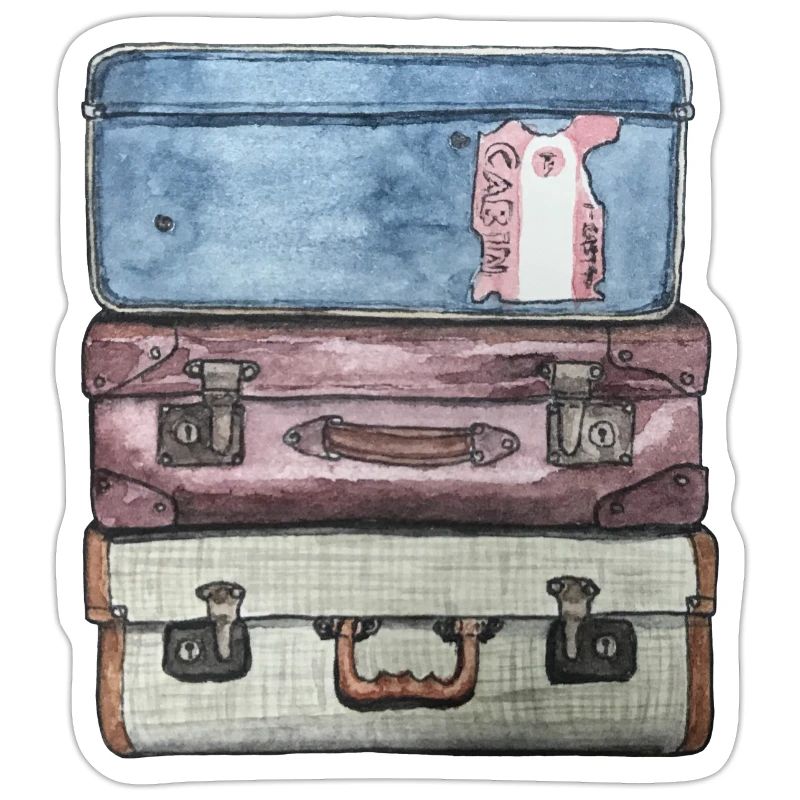 Suitcase stack with 3 old suitcases