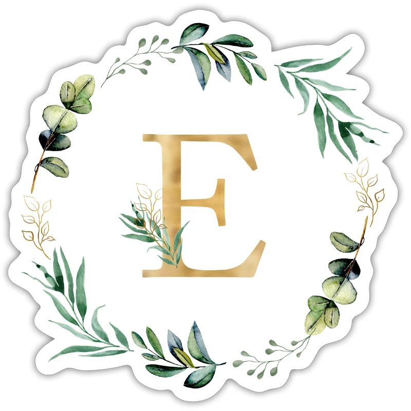 Customizable Monogram E Botany Green Gold