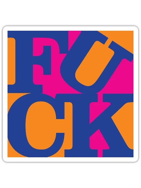 F**K WordPlay Original Art 6 - Sticker Größe S (10 x 10 cm) - Mattweiß - Vorne