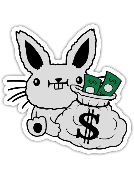 Rich Money Bag Easter Banknotes - Sticker size S (10 x 10 cm) - white matte - Front