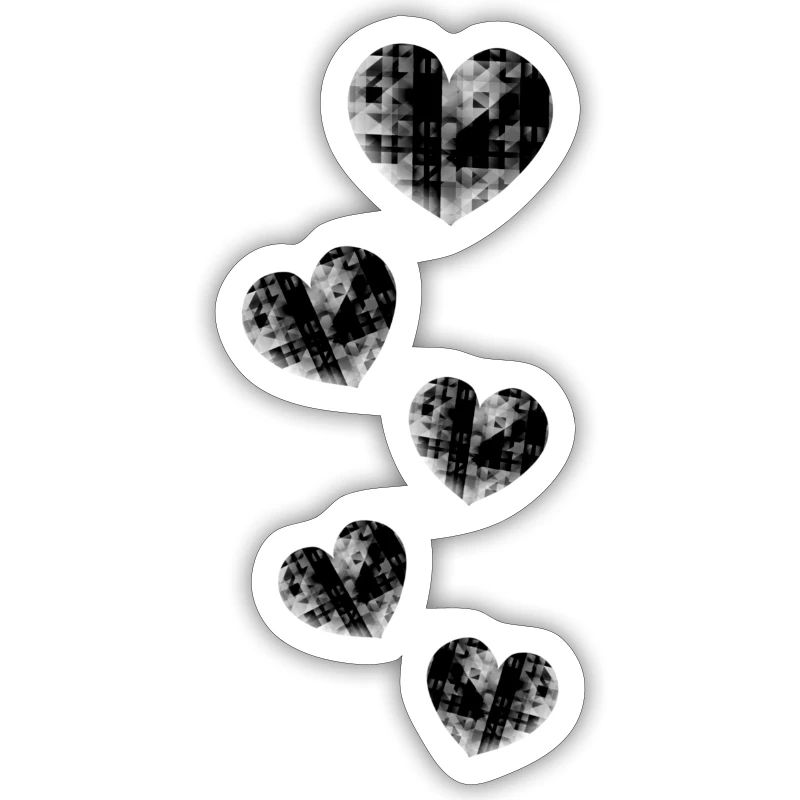 five grey hearts pattern