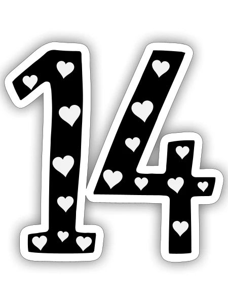 14 birthday with heart - Sticker size S (10 x 10 cm) - white matte - Front