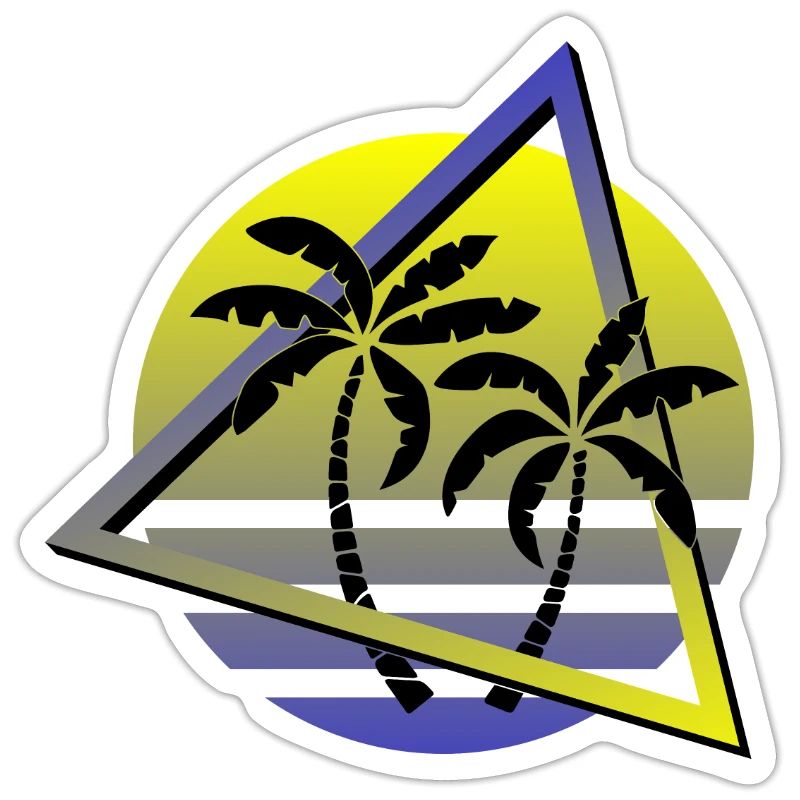 Retro 80s Synthwave Palms Sunset Design