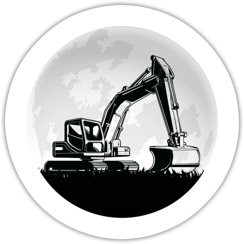 Excavators "digging in the moonlight" Construction site romance
