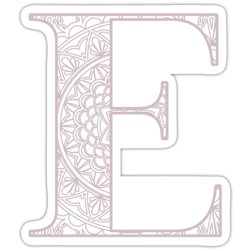 Mandala Monogram Initial in Dusky Pink - Letter E