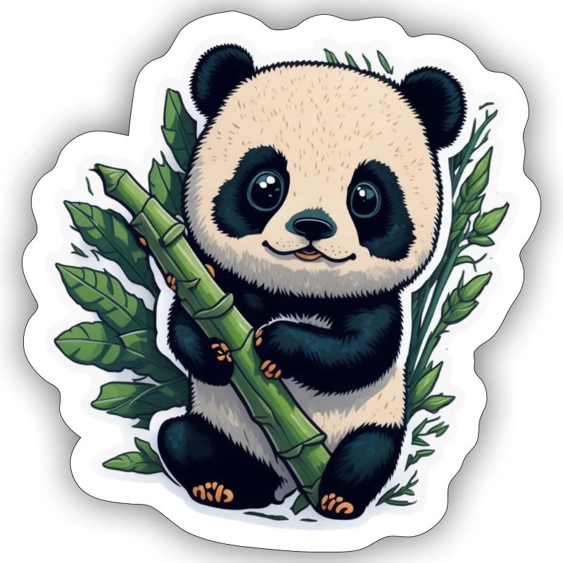 Panda mignon avec bambou