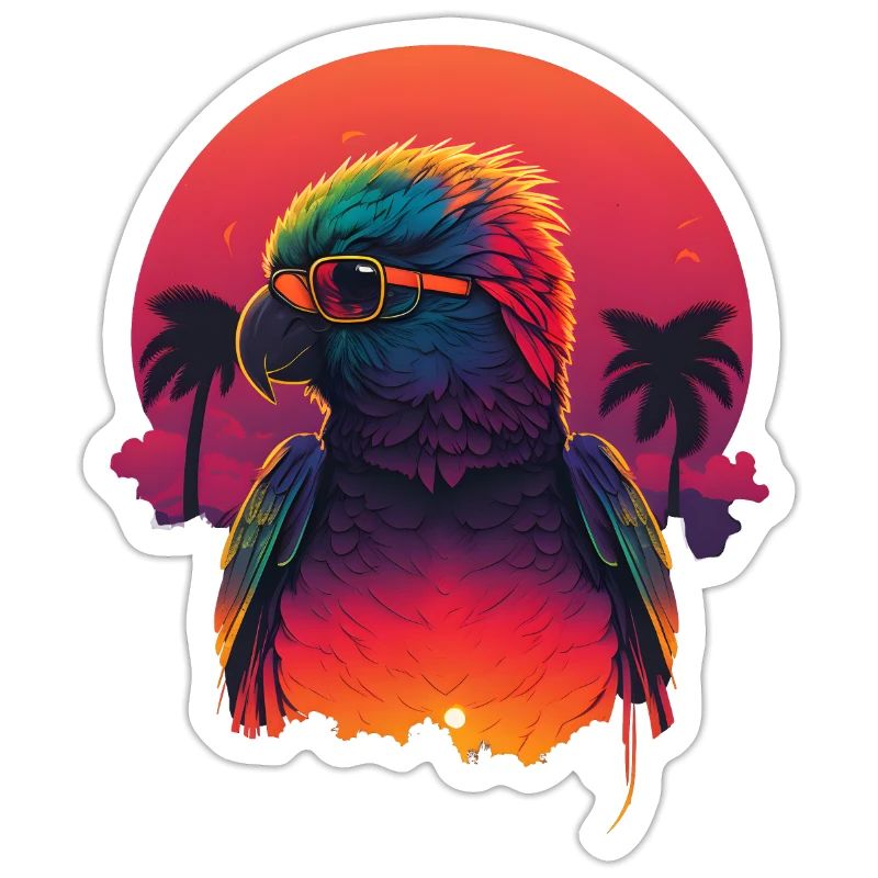 Synthwave Parrot Sunset