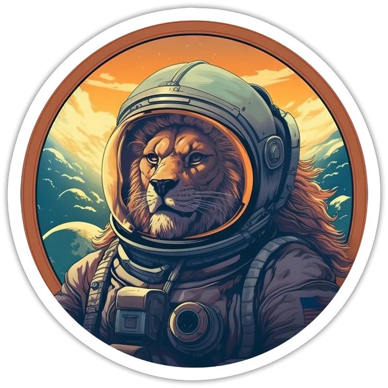 Astronaut Lion at sunset, creative