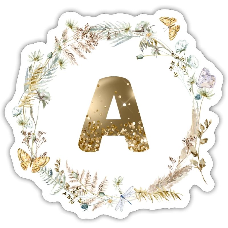 A Monogram Glitter Boho Wreath