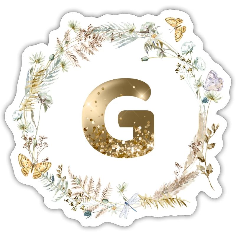 G Monogram Glitter Boho Wreath