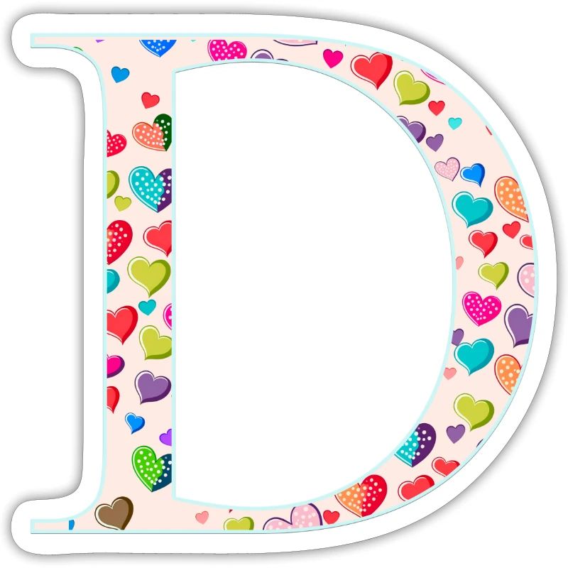 Customizable Monogram D Heart Pattern