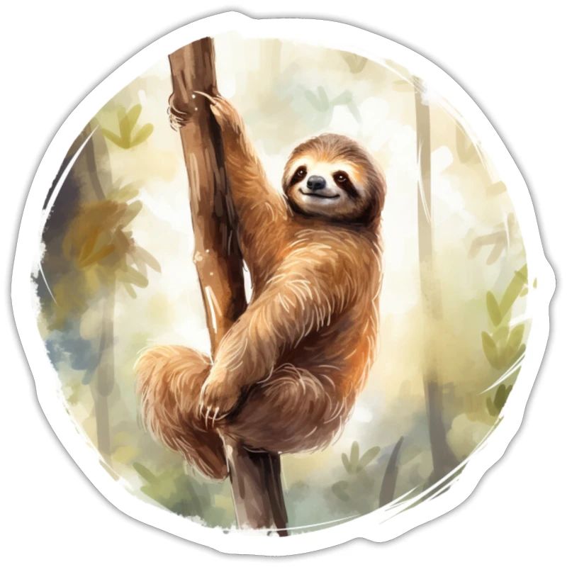Faultier Pole Dance Wasserfarbe