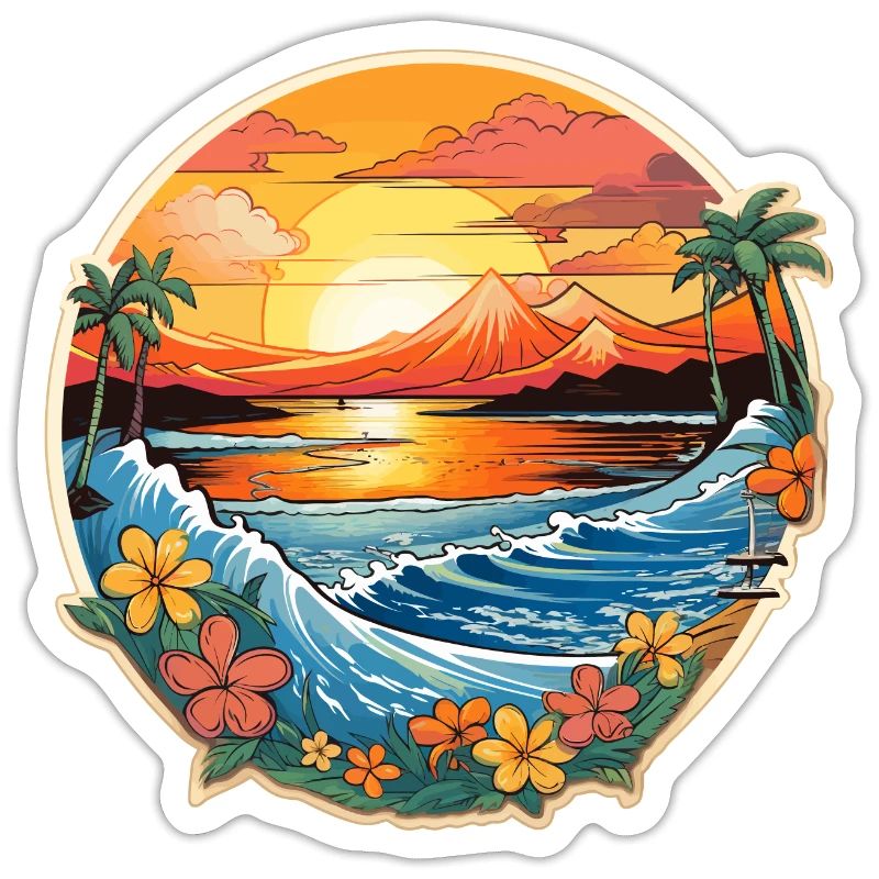 Conception de planche de surf Surf Surf Hawaii Palm Trees Ocean