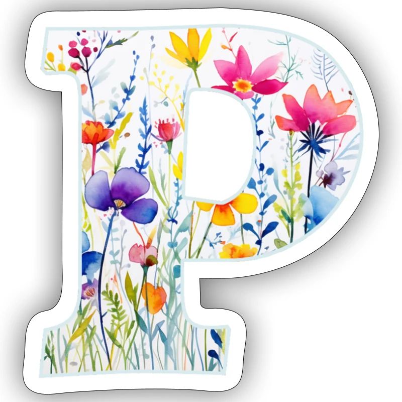 Buchstabe P, Monogramm, Blumenmuster