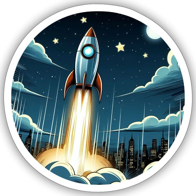 Une fusée de dessin animé est lancée dans l’espace