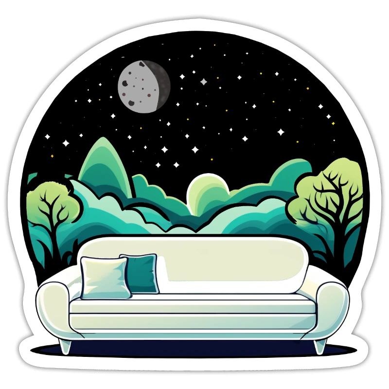 Runde Farbige Illustration eines Sofas mitNatur