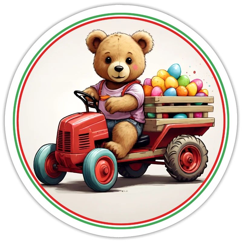 funny easter teddy bear brings eggs in easter mobile