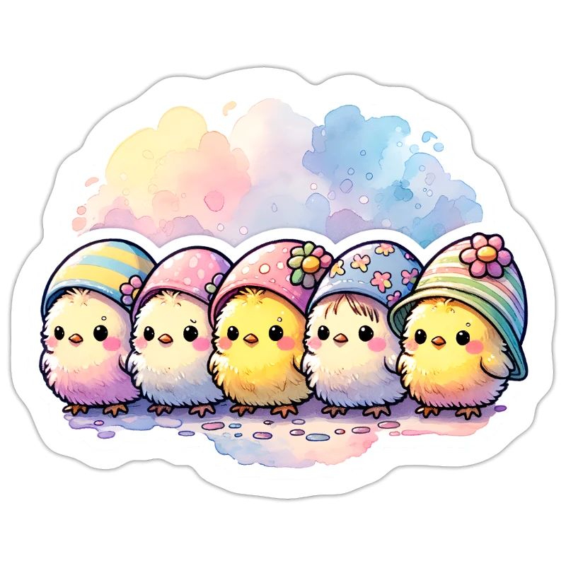 Cute Group of Chicks With Easter Egg