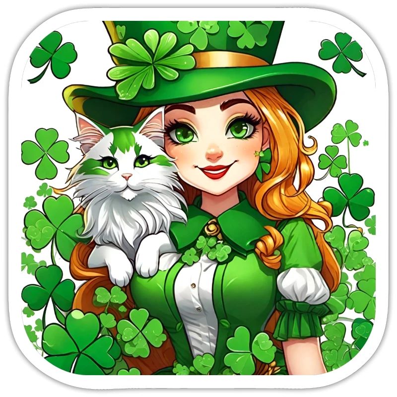 Leprechaun de la Saint-Patrick avec chat