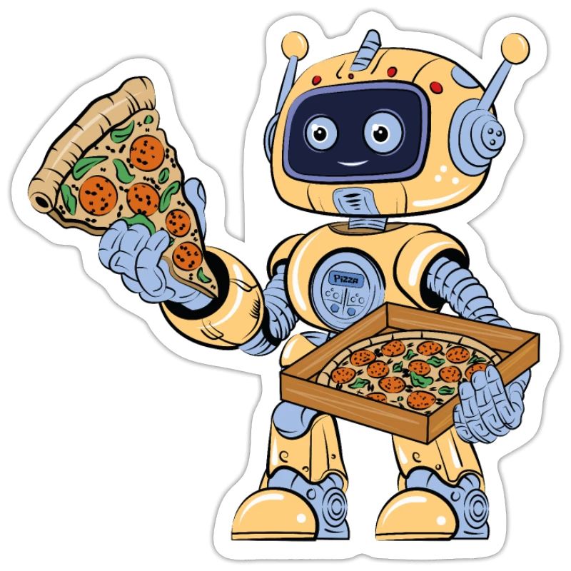 Robot eats pizza