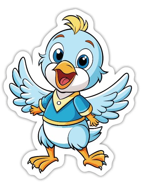 Colombe mignon personnage de dessin animé Kawaii Clipart - Sticker taille S (10 x 10 cm) - blanc mat - Devant