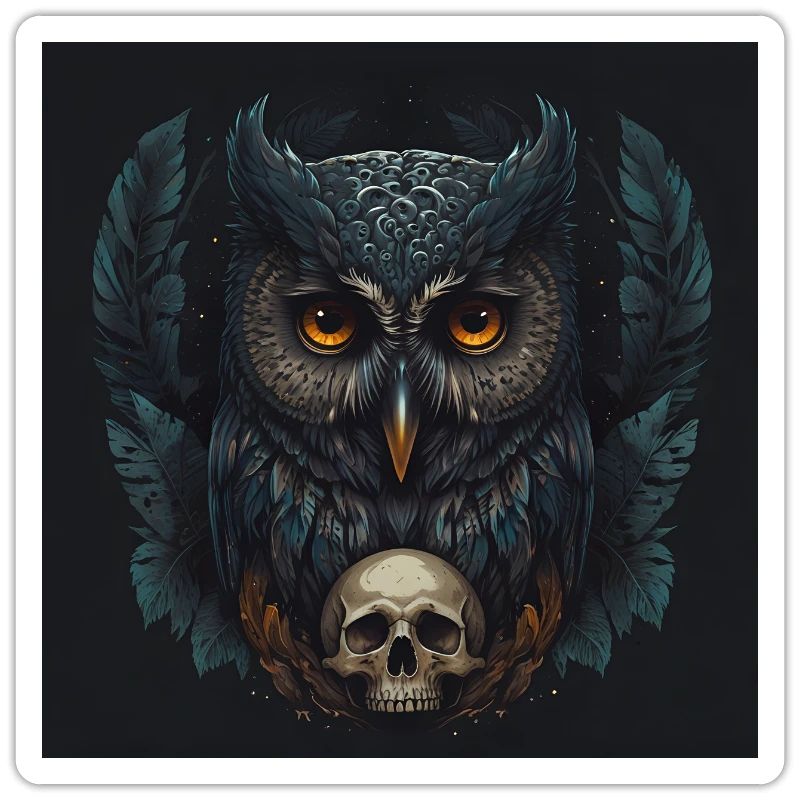 Dekorative dunkle unheimliche Eule mit Skull