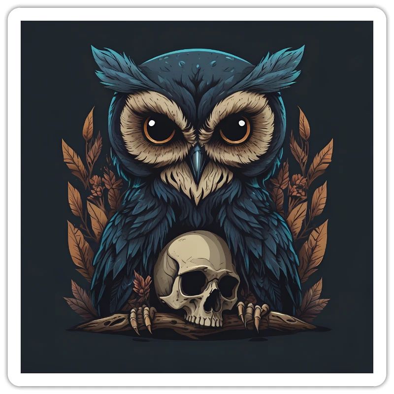 Dekorative dunkle unheimliche Eule mit Skull