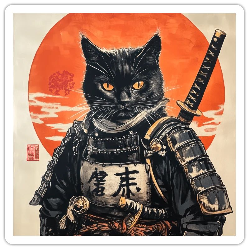 Cat Samurai Japan Ukiyo-E
