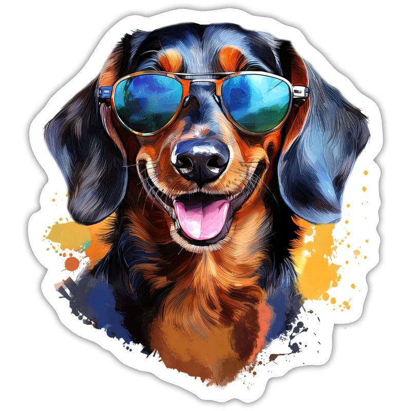 Teckel avec lunettes de soleil