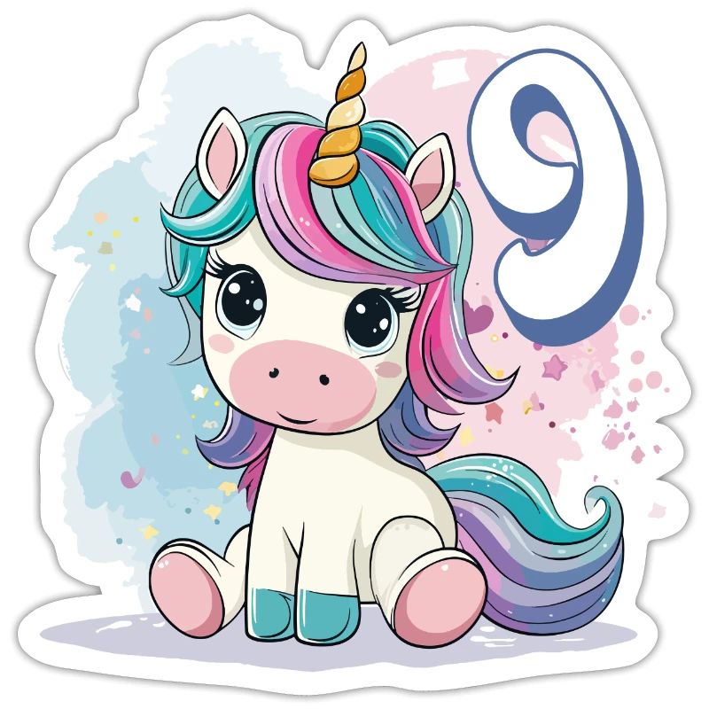 9. Geburtstag Einhorn Regenbogen Süß Niedlich