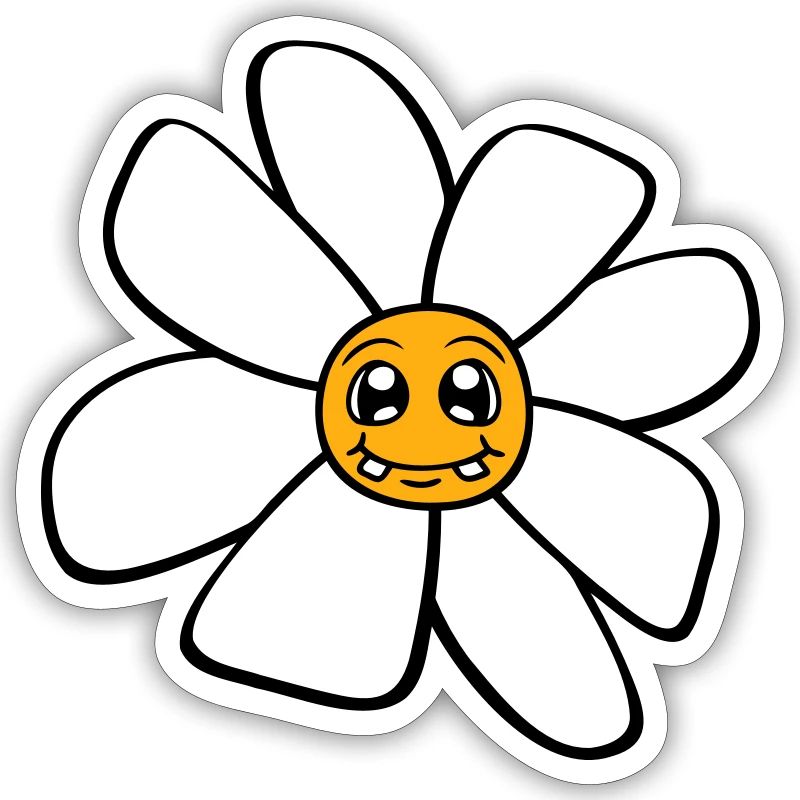 Petit drôle de fleur heureuse visage dessin animé