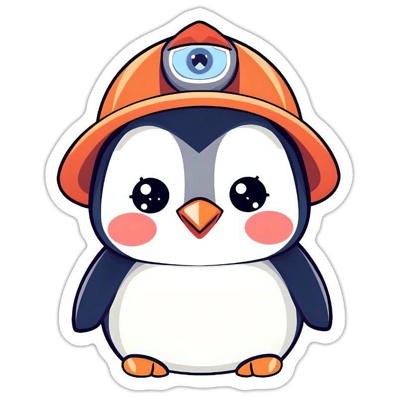 Pingouin de l’équipe de construction dans un casque de sécurité orange
