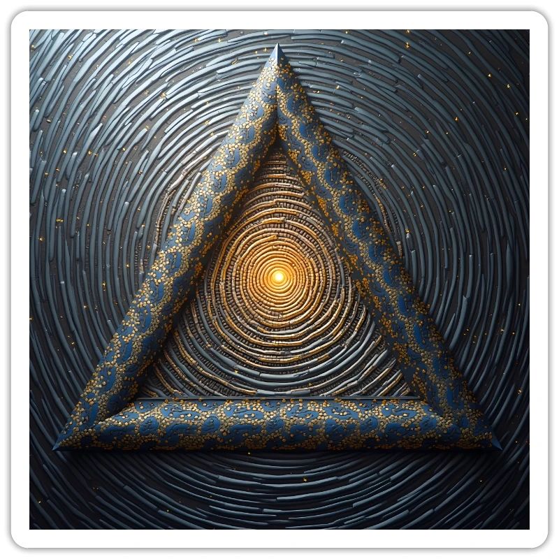 Magic triangle in front of glowing circle pattern