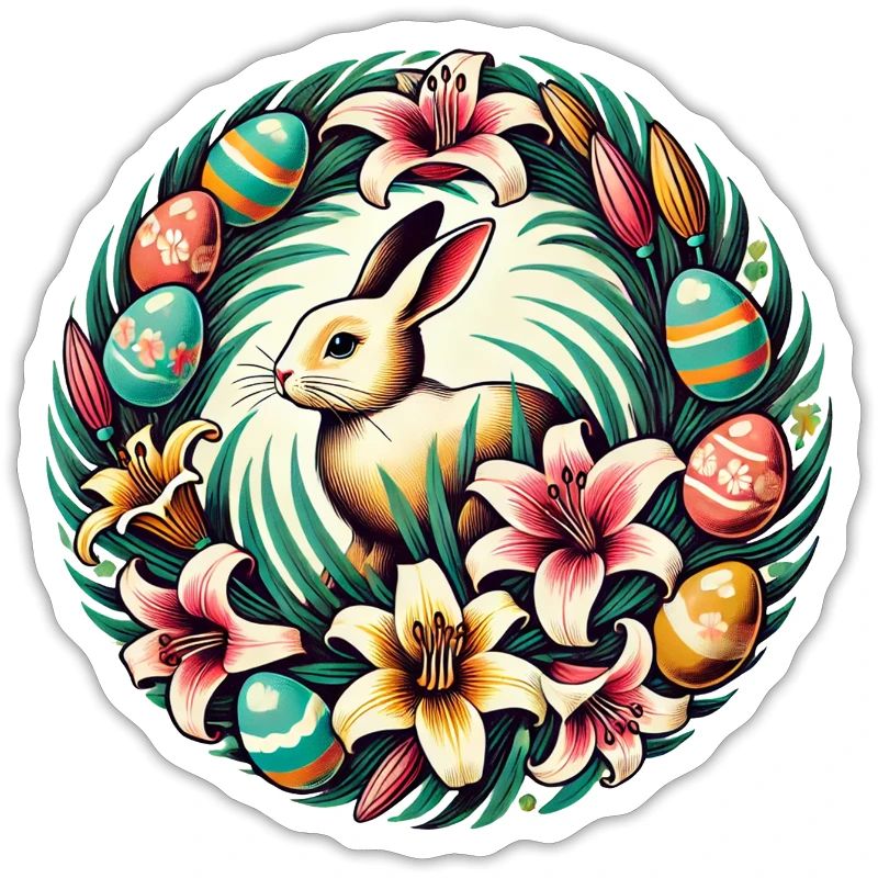 Retro Easter Bunny Rabbit Eggs