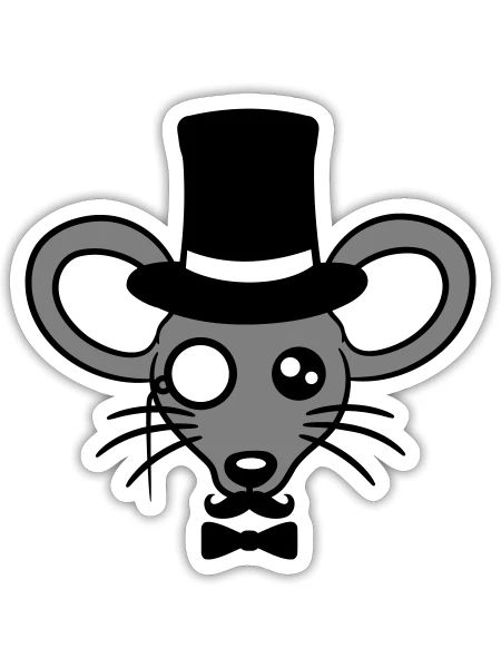 Mr. Mouse Top Hat Monocle Glasses Rich Mr. - Sticker size S (10 x 10 cm) - white matte - Front