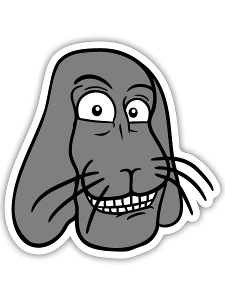 Lapin Lapin Drôle Visage Grimace Sourire - Sticker taille S (10 x 10 cm) - blanc mat - Devant