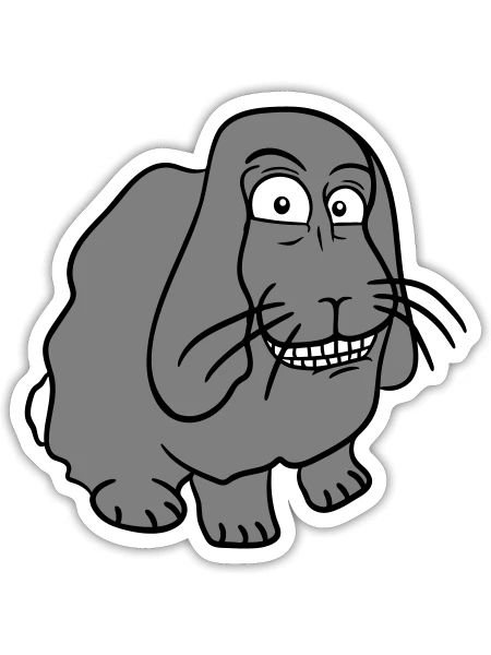 Lapin Lapin Drôle Visage Grimace Sourire - Sticker taille S (10 x 10 cm) - blanc mat - Devant