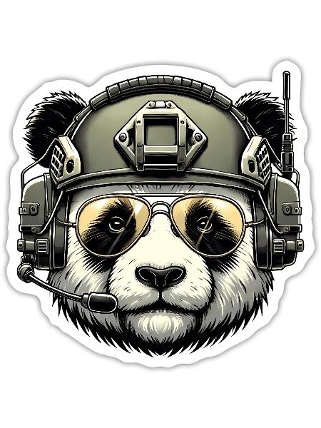 Panda Military Army Design - Sticker size S (10 x 10 cm) - white matte - Front