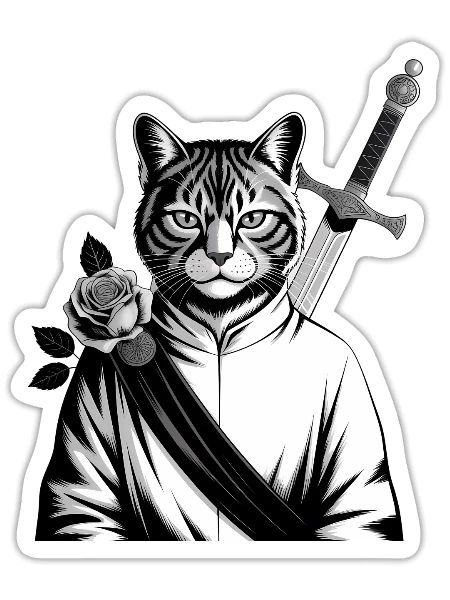The samurai cat, the bushido cat - Sticker size S (10 x 10 cm) - white matte - Front